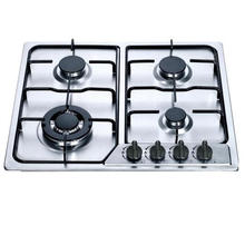 Cuisinière à gaz intégrée en acier inoxydable à 4 brûleurs à prix réduit, cuisinière à gaz